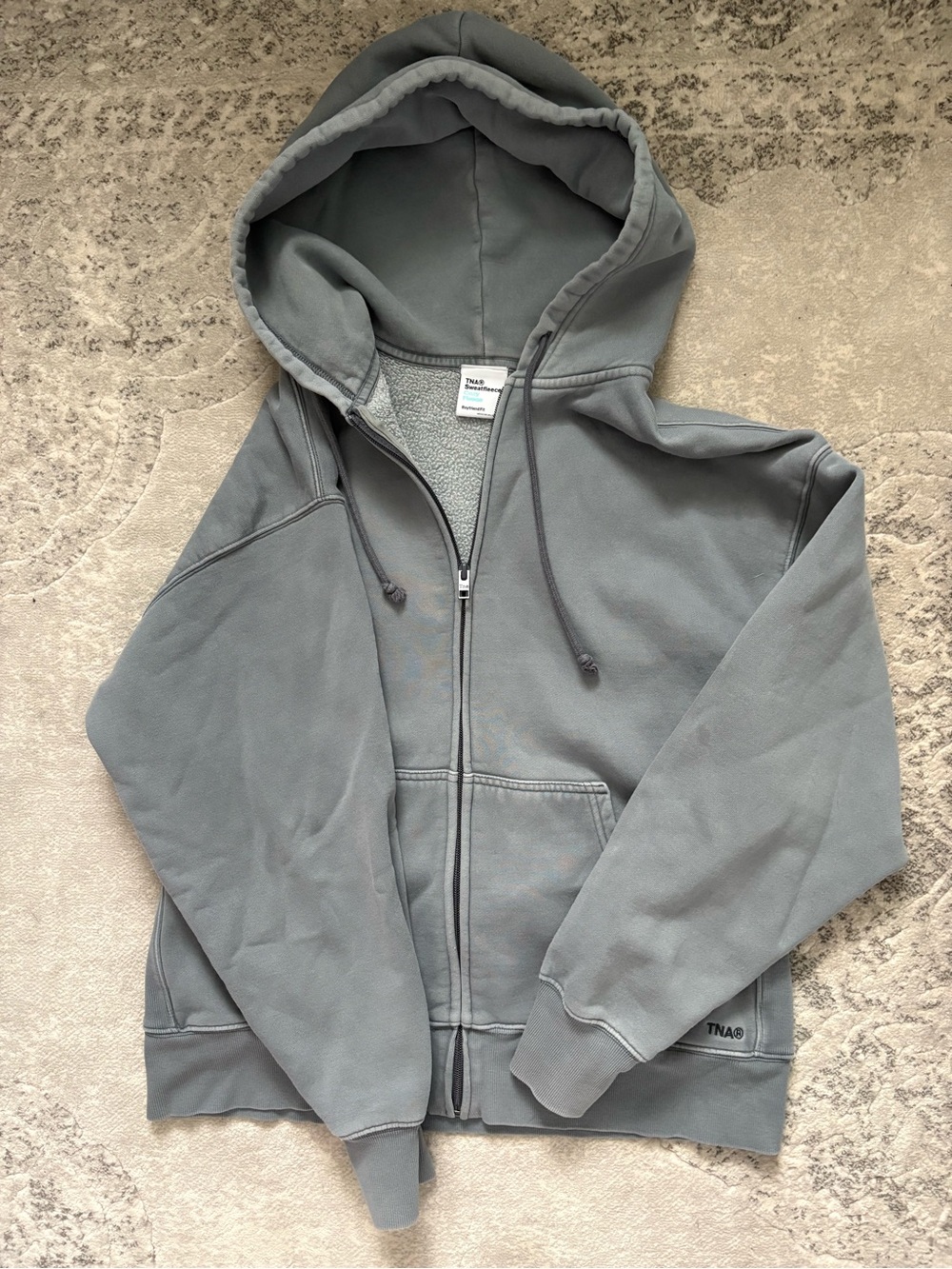 Aritzia Women's Slate Green Zip-Up Hoodie